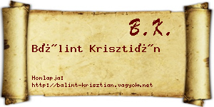 Bálint Krisztián névjegykártya